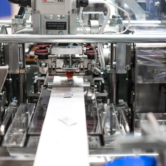 Paramount Packaging machine in motion, wrapping small mints